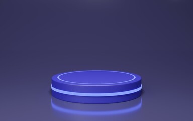 Futuristic trade show stand with lights, 3D rendering