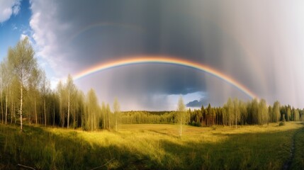 A rainbow in a beautiful sky
