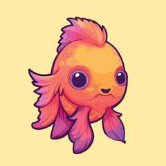cute fish drawing kawaii Funny Vector Illustration eps 10