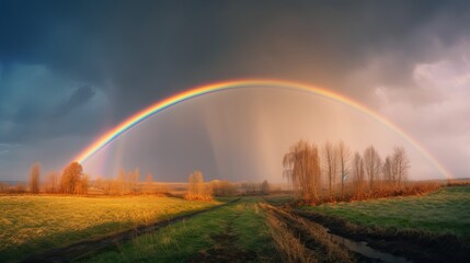 Fototapeta premium A rainbow in a beautiful sky