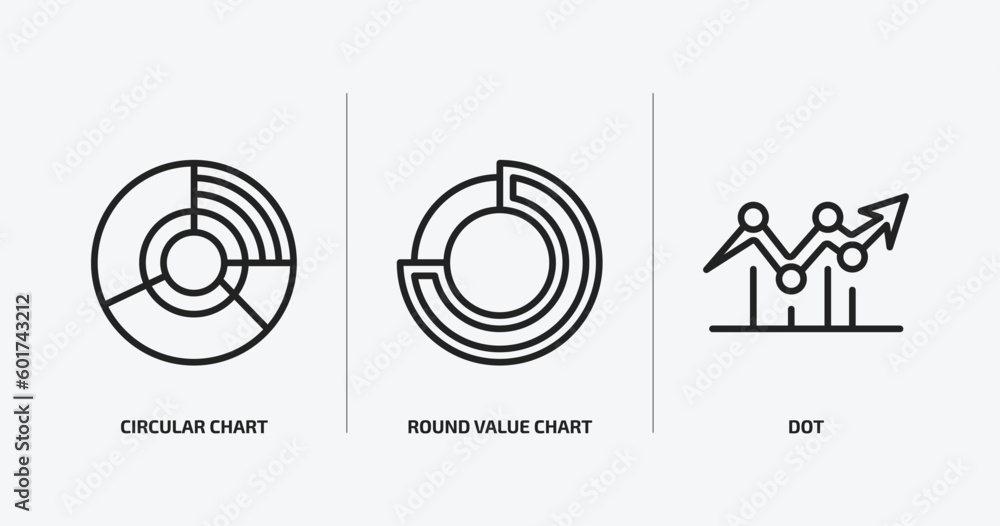 Poster business and analytics outline icons set. business and analytics icons such as circular chart, round