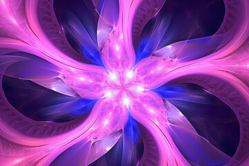 Lazer light fractals, pink and purple AI generative