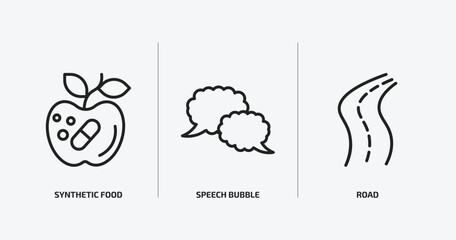 artificial intellegence outline icons set. artificial intellegence icons such as synthetic food, speech bubble, road vector. can be used web and mobile.