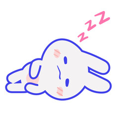 Set Cute Grey Rabbits Various Poses Stock Vector_Pose sleeping