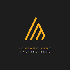Letter AM logotype Monoline style, simple and elegant AM logo - Vector