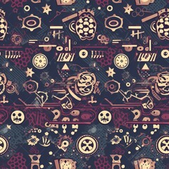 Seamless steampunk pattern flat design