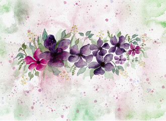 Purple flowers watercolor
