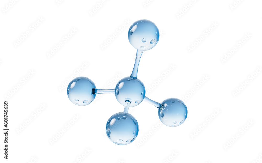 Sticker Molecule with biology and chemical concept, 3d rendering.