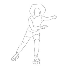 Girl Skating Performance Line Art Vector