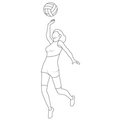 female volleyball player jumping and hitting the ball
