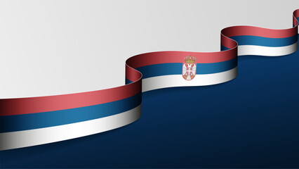 Serbia ribbon flag background. - obrazy, fototapety, plakaty