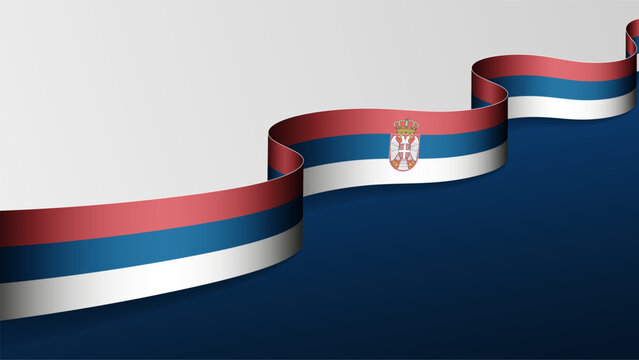 Serbia ribbon flag background.