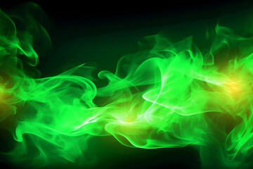 Obraz premium Drawn neon color green, Burning flame background material abstract hand AI generative