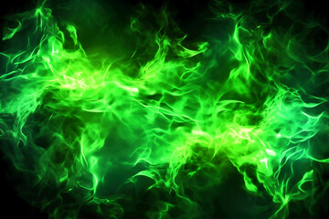 Obraz na płótnie Canvas Drawn neon color green, Burning flame background material abstract hand AI generative