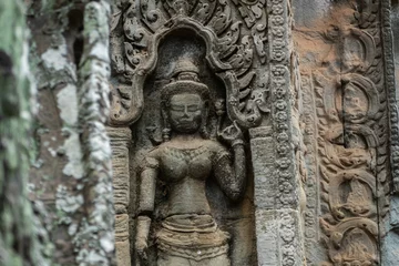Fotobehang Stone craving in Angkor Archaeological Park, Siem Reap, Cambodia © maodoltee
