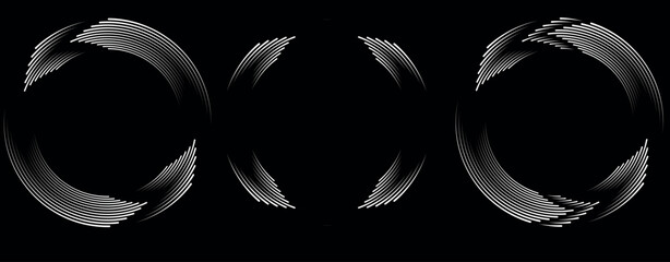 Set of speed lines in circle form. Radial speed Lines in Circle Form for comic books. Technology round Logo. Black thick halftone dotted speed lines © dexdrax
