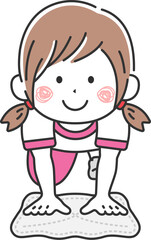 雑巾がけをする、女の子のイラスト