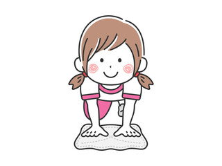 雑巾がけをする、女の子のイラスト