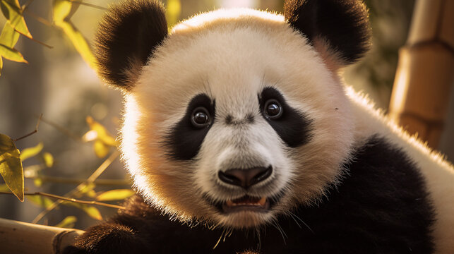 Generative AI image of the giant panda, one of animal that has been listed under the endangered species.