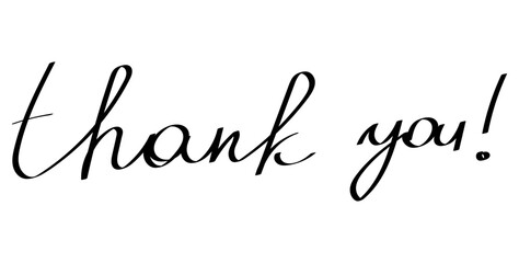 Thank You Hand Lettering. Typography Design Inspiration. Black colored. On a white background. Vector