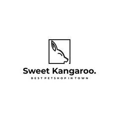 Petshop logo vector. kangaroo line art logo design with minimalistic and modern style. Vector illustration. Elegant logo