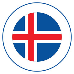 Obraz premium Iceland national flag in circle. Flag of Iceland in round circle. 