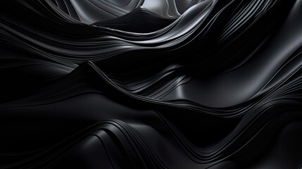 Fototapeta premium Abstrakter 3D-Hintergrund mit Wellenformen in schwarz (Generative AI)