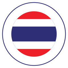 Flag of Thailand in circle. Round Thai flag