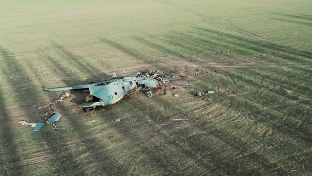 Aircraft an-26 accident on the field in Ukraine