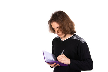 Young attractive student posing in the studio.