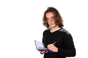 Fototapeta premium Young attractive student posing in the studio.