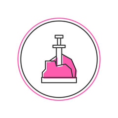 Filled outline Sword in the stone icon isolated on white background. Excalibur the sword in the stone from the Arthurian legends. Vector