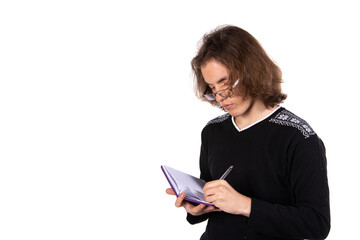 Young attractive student posing in the studio.