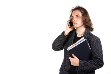 Fototapeta premium Young attractive student posing in the studio.