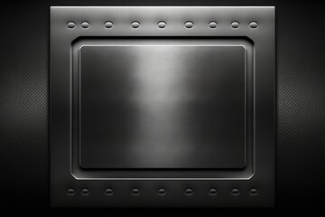 Metal plate with rivets on a black background
