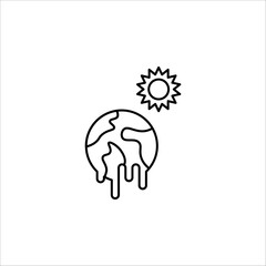 global warming icon Hot melt planet earth isolated on white background.