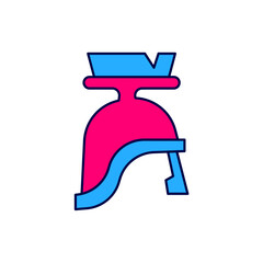 Filled outline Roman army helmet icon isolated on white background. Vector