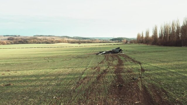 Aircraft an-26 accident on the field in Ukraine