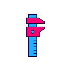 Filled outline Calliper or caliper and scale icon isolated on white background. Precision measuring tools. Vector