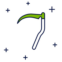 Filled outline Scythe icon isolated on white background. Happy Halloween party. Vector