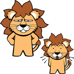 Obraz na płótnie Canvas lion character cartoon standing funny expressions pack illustration in vector format