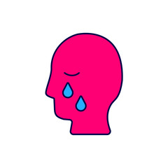Filled outline Man graves funeral sorrow icon isolated on white background. The emotion of grief, sadness, sorrow, death. Vector