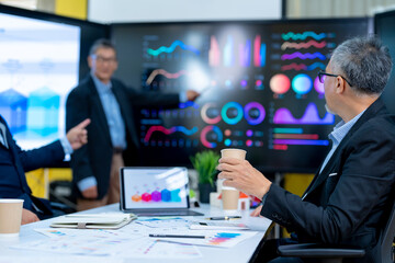 Businessmen discussing in conference room during meeting at office