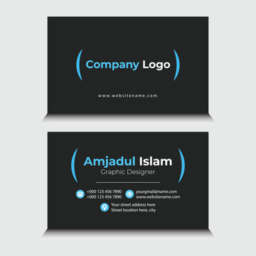 Modern creative white business card template corporate business card blue black and white
