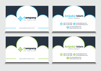 Modern creative white business card template corporate business card blue black and white