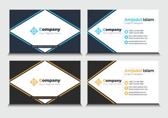 Modern creative white business card template corporate business card blue black and white
