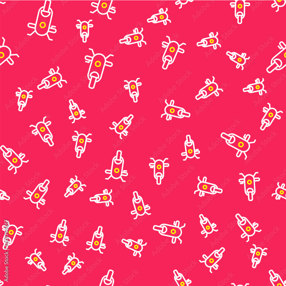 Poster line scooter icon isolated seamless pattern on red background. vector