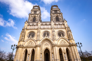 Fototapeta na wymiar Cathedral of the holy cross, Orleans, France, exteriors