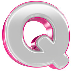 Pink Q Letter 3D Render
