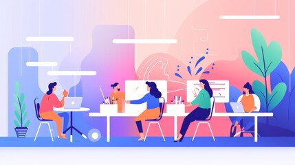 Flat Design Illustration for a Tech Company